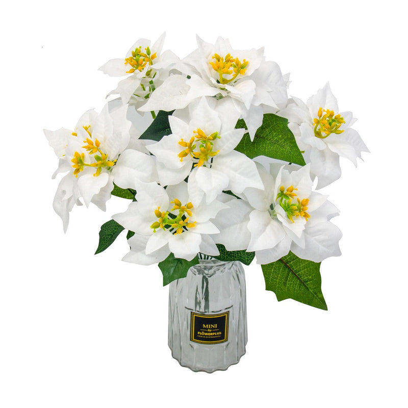 12 Inch Silk Poinsettia Bush 12 Stems with Detachable Flower Heads Bulk Christmas Artificial Floral