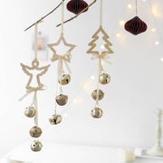 Christmas Bell String Ornaments Bulk Set – Angel, Star, Pendant Hanging Decorations for Tree, Party, Holiday