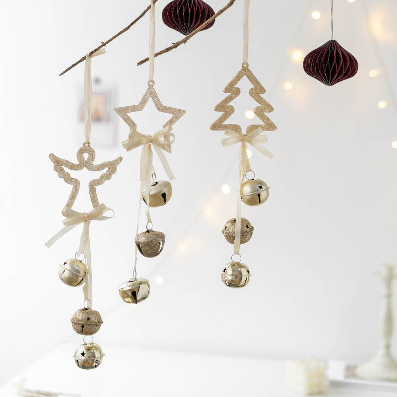 Christmas Bell String Ornaments Bulk Set – Angel, Star, Pendant Hanging Decorations for Tree, Party, Holiday