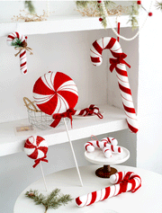 Christmas Candy Walking Stick Pendant Ornament 10 Pcs Hanging Decorations for Tree Party