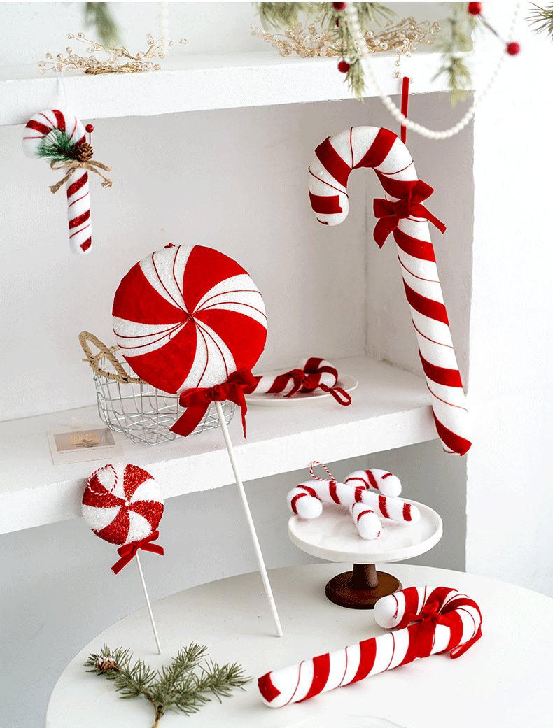 Christmas Candy Walking Stick Pendant Ornament 10 Pcs Hanging Decorations for Tree Party