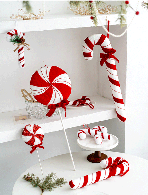 Christmas Candy Walking Stick Pendant Ornament 10 Pcs Hanging Decorations for Tree Party