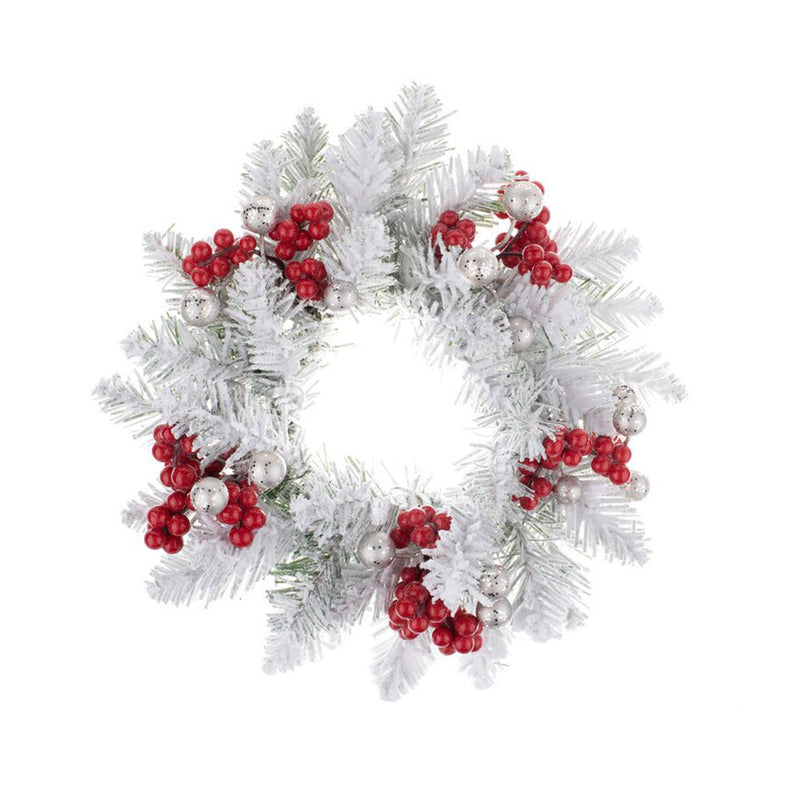 Artificial Christmas Cedar Red Berry Candle Holder Rings 11 Inch Mini Tabletop Wreath Centerpiece Bulk Wholesale