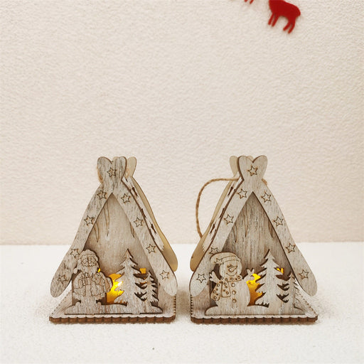 Christmas Glow Cabin Pendant Decoration with Rope for Tree, Bulk DIY Xmas Ornaments Toys