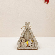 Christmas Glow Cabin Pendant Decoration with Rope for Tree, Bulk DIY Xmas Ornaments Toys