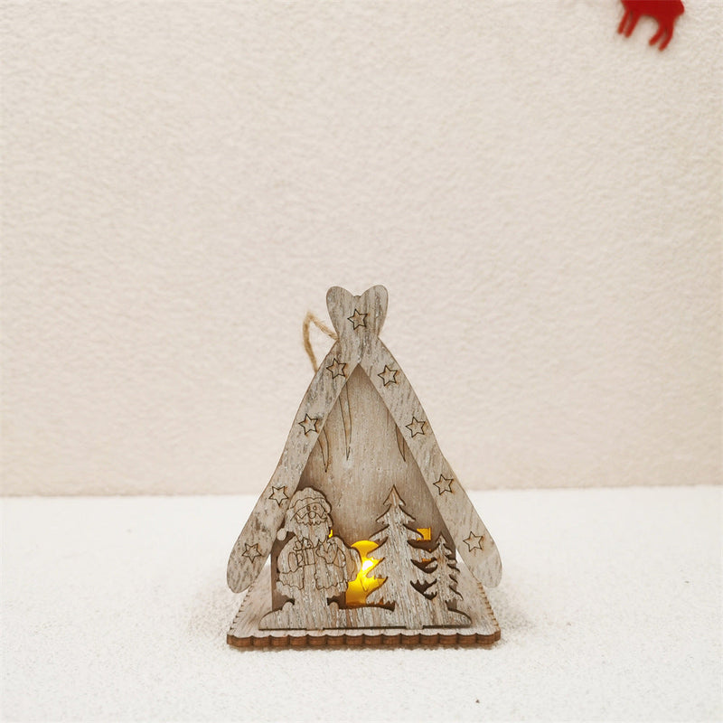Christmas Glow Cabin Pendant Decoration with Rope for Tree, Bulk DIY Xmas Ornaments Toys