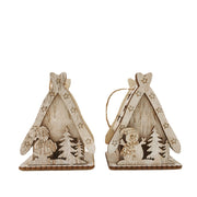 Christmas Glow Cabin Pendant Decoration with Rope for Tree, Bulk DIY Xmas Ornaments Toys
