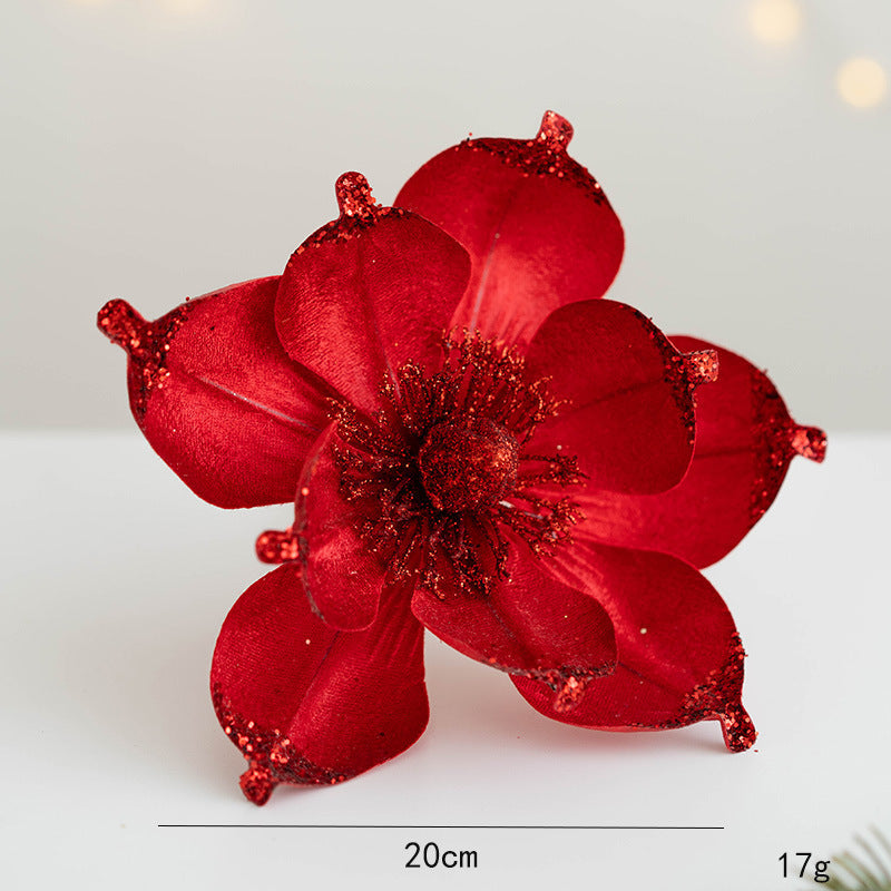 10 Pcs Artificial Christmas Magnolia Picks Stems with Glitter for Wedding Tree Ornaments