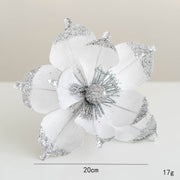 10 Pcs Artificial Christmas Magnolia Picks Stems with Glitter for Wedding Tree Ornaments