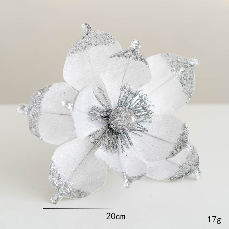 10 Pcs Artificial Christmas Magnolia Picks Stems with Glitter for Wedding Tree Ornaments