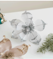 10 Pcs Artificial Christmas Magnolia Picks Stems with Glitter for Wedding Tree Ornaments