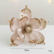 10 Pcs Artificial Christmas Magnolia Picks Stems with Glitter for Wedding Tree Ornaments