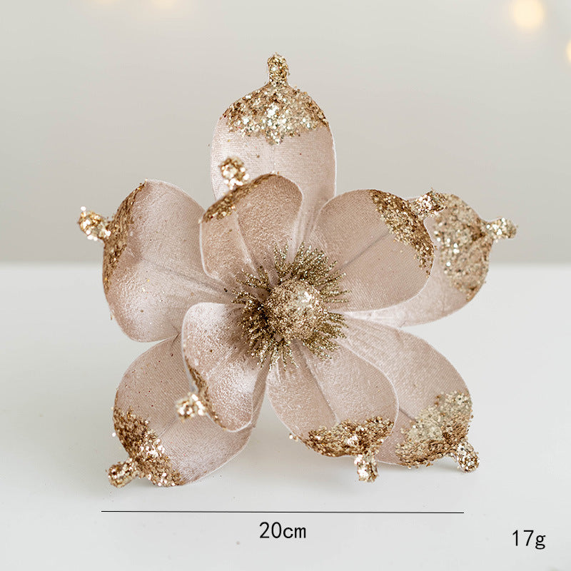 10 Pcs Artificial Christmas Magnolia Picks Stems with Glitter for Wedding Tree Ornaments