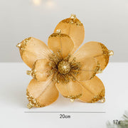 10 Pcs Artificial Christmas Magnolia Picks Stems with Glitter for Wedding Tree Ornaments