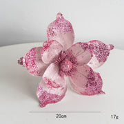 10 Pcs Artificial Christmas Magnolia Picks Stems with Glitter for Wedding Tree Ornaments