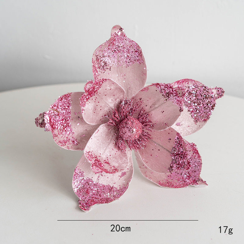 10 Pcs Artificial Christmas Magnolia Picks Stems with Glitter for Wedding Tree Ornaments