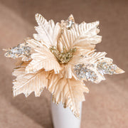 10 Pcs Large Artificial Christmas Poinsettia Flowers with Glitter for Tree Ornaments