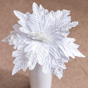 10 Pcs Large Artificial Christmas Poinsettia Flowers with Glitter for Tree Ornaments