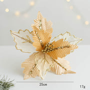 9.8 Inch Artificial Christmas Poinsettia Flowers with Glitter and Sequin Mesh – Bulk Quantity