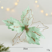 9.8 Inch Artificial Christmas Poinsettia Flowers with Glitter and Sequin Mesh – Bulk Quantity