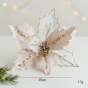 9.8 Inch Artificial Christmas Poinsettia Flowers with Glitter and Sequin Mesh – Bulk Quantity
