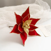 10 Pcs Artificial Glitter Gold Poinsettia Flower Picks for Christmas Tree Ornaments