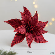 Bulk 12 Pcs 9.8 Inch Christmas Glitter Poinsettia Flower Picks Sequin Artificial Ornaments for Tree Wedding New Year