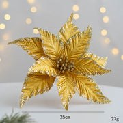Bulk 12 Pcs 9.8 Inch Christmas Glitter Poinsettia Flower Picks Sequin Artificial Ornaments for Tree Wedding New Year