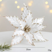 Bulk 12 Pcs 9.8 Inch Christmas Glitter Poinsettia Flower Picks Sequin Artificial Ornaments for Tree Wedding New Year