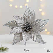 Bulk 12 Pcs 9.8 Inch Christmas Glitter Poinsettia Flower Picks Sequin Artificial Ornaments for Tree Wedding New Year