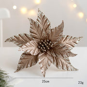 Bulk 12 Pcs 9.8 Inch Christmas Glitter Poinsettia Flower Picks Sequin Artificial Ornaments for Tree Wedding New Year