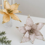 9.8 Inch Artificial Poinsettia Flower Picks with Glitter and Sequins, 10 Pcs Christmas Wedding Tree Ornaments