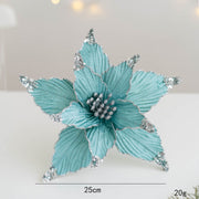 9.8 Inch Artificial Poinsettia Flower Picks with Glitter and Sequins, 10 Pcs Christmas Wedding Tree Ornaments