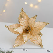 9.8 Inch Artificial Poinsettia Flower Picks with Glitter and Sequins, 10 Pcs Christmas Wedding Tree Ornaments