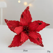 9.8 Inch Artificial Poinsettia Flower Picks with Glitter and Sequins, 10 Pcs Christmas Wedding Tree Ornaments