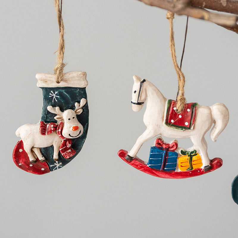 Bulk Christmas Hanging Resin Ornaments with String – Holiday Tree Decorations, Party Supplies, Multiple Pieces