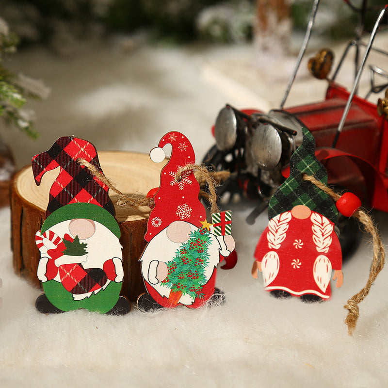 9 Pcs Wooden Christmas Hanging Ornaments Bulk Set Holiday Decorations