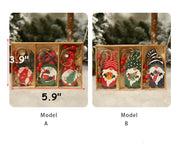 9 Pcs Wooden Christmas Hanging Ornaments Bulk Set Holiday Decorations