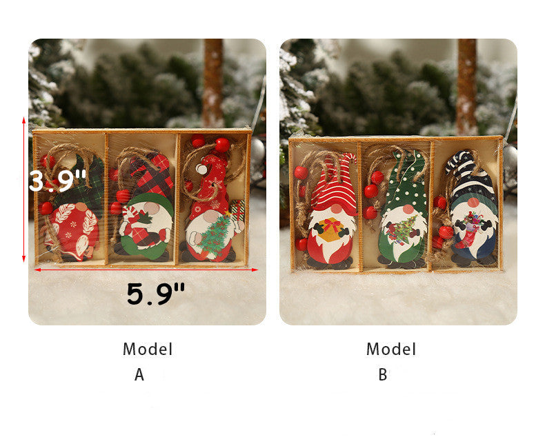 9 Pcs Wooden Christmas Hanging Ornaments Bulk Set Holiday Decorations