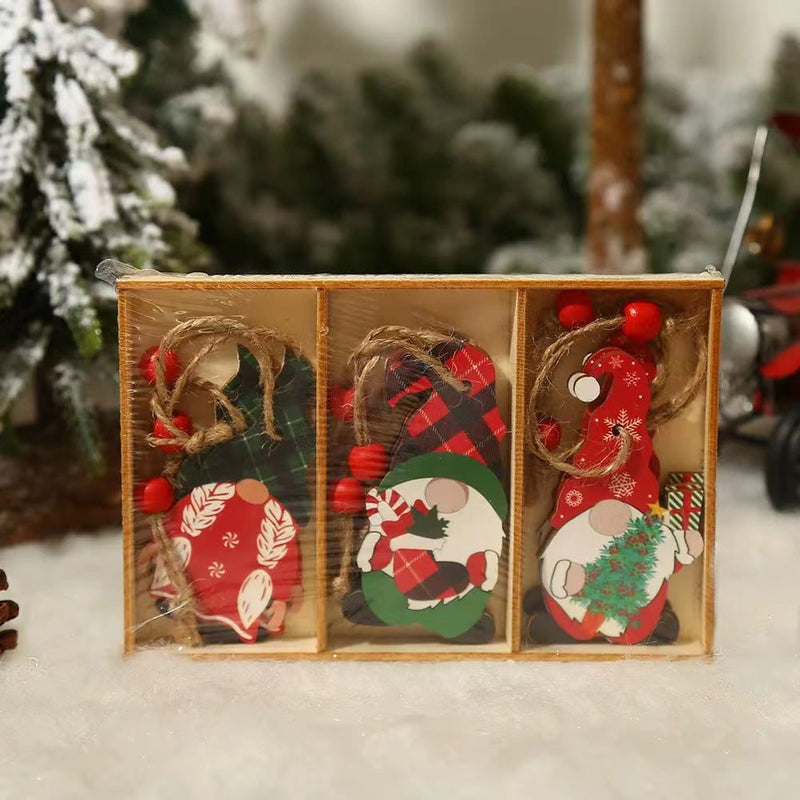 9 Pcs Wooden Christmas Hanging Ornaments Bulk Set Holiday Decorations