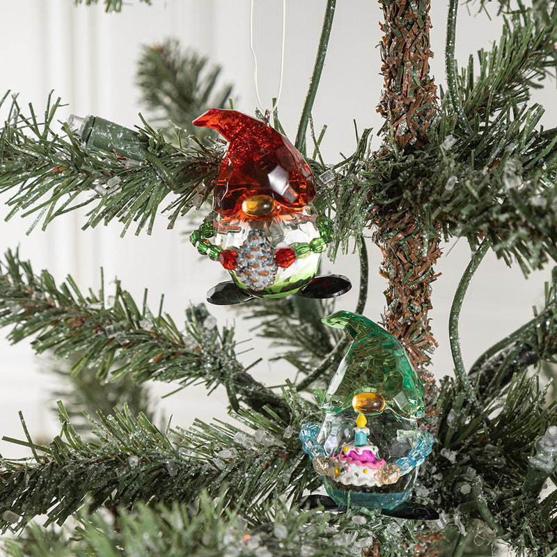 Transparent Christmas Elf Ornament with Pinecone, Holiday Table Decor, Bulk Wholesale Set