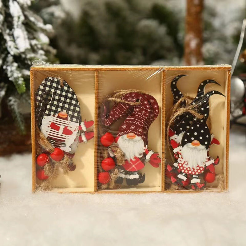 9 Pcs Wooden Christmas Hanging Ornaments Bulk Set Holiday Decorations