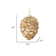 Glitter Golden Pine Cone Christmas Ornaments with Chain, Glass Pendants, Bulk Wholesale Set