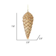 Glitter Golden Pine Cone Christmas Ornaments with Chain, Glass Pendants, Bulk Wholesale Set