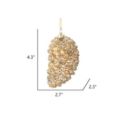 Glitter Golden Pine Cone Christmas Ornaments with Chain, Glass Pendants, Bulk Wholesale Set