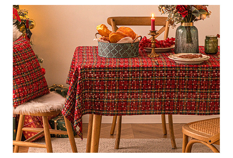 Bulk Christmas Plaid Snowflakes Tablecloths for Christmas Party Decor Wholesale
