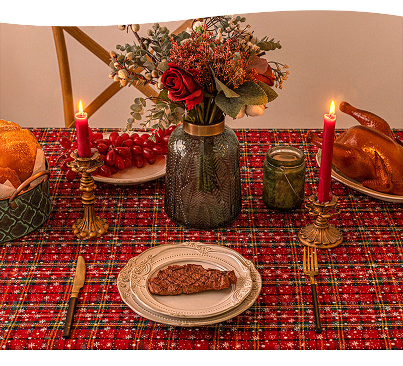 Bulk Christmas Plaid Snowflakes Tablecloths for Christmas Party Decor Wholesale
