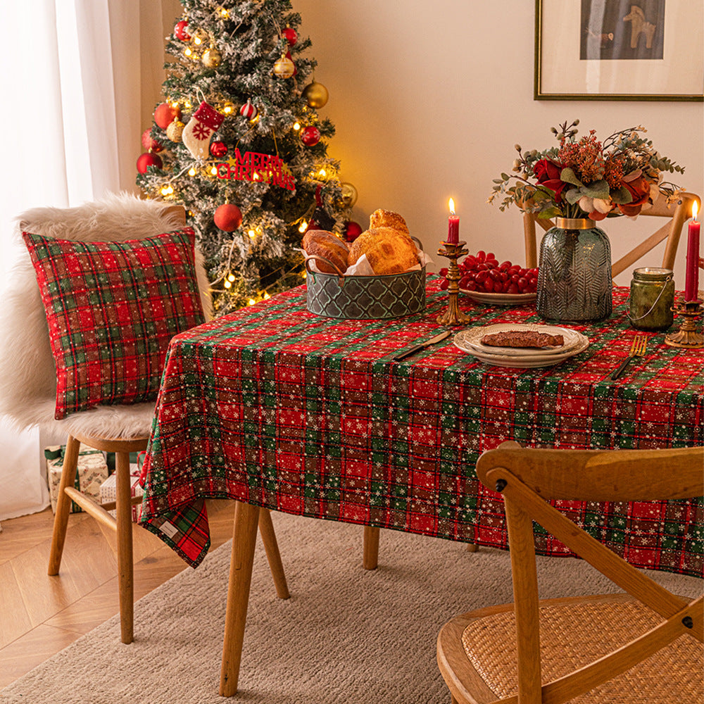 Bulk Christmas Plaid Snowflakes Tablecloths for Christmas Party Decor Wholesale