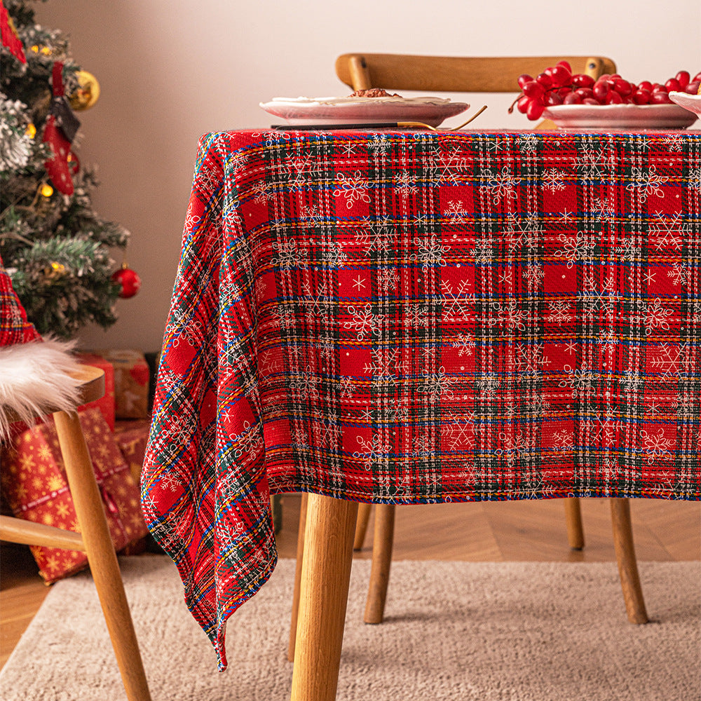 Bulk Christmas Plaid Snowflakes Tablecloths for Christmas Party Decor Wholesale