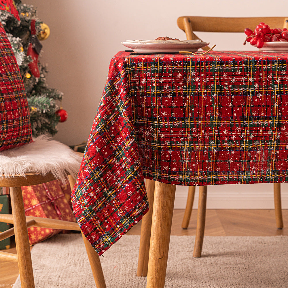 Bulk Christmas Plaid Snowflakes Tablecloths for Christmas Party Decor Wholesale